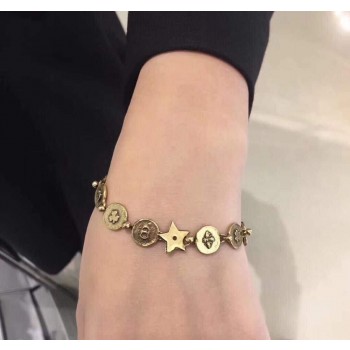 2019 Collection Christian Dior Amulette DAmour Vintage Brass Round-Star Charming Ladies Jewellery Set Bracelet/Necklace
