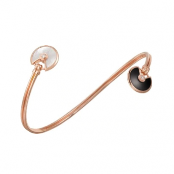 Copy Cartier Amulette de Cartier Bracelet Pink Gold Onyx White Mother-of Pearl Diamond