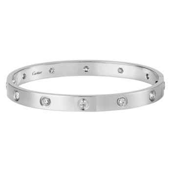 New Arrival Cartier Love Bracelet White Gold 10 Diamonds B6036117