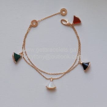 Divas Dream Yellow Gold Bracelet with Malachite-Carnelian-Mother of Pearl and Onyx Copy
