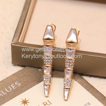 Serpenti Earrings With Diamonds and Mother of Pearl Rose Gold/Yellow Gold/White Gold