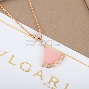 Divas Dream Transshipment Necklace Pink Opal With Diamonds Rose Gold AAA