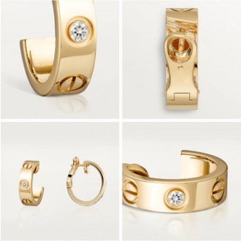 Cartier Love Clip Earrings With 2 Diamonds Yellow Gold