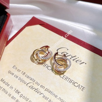 Womens Luxury Cartier Trinity Earrings White Gold/Yellow Gold/Rose Gold with Diamonds B8301259 for Gift