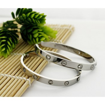 Cartier Couple Bracelet White Gold 4 Diamonds B6041003 (New Version C Prevent Screws Fall Out) (Copy)