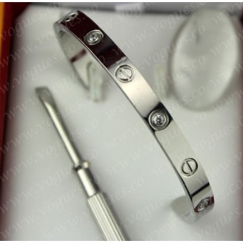 Cartier Semi-Open Love Bracelet White Gold 4 Diamonds