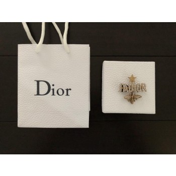 Christian Dior JAdior Star Charming Bee Retro Brass Logo Motif Diamonds Brooch For Womens Replica V0301ADRCY_D908