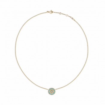 Christian Dior Rose Des Vents Pink Opal/Turquoise Pendant Paved eight-pointed star Ladies Yellow Gold Diamonds Necklace