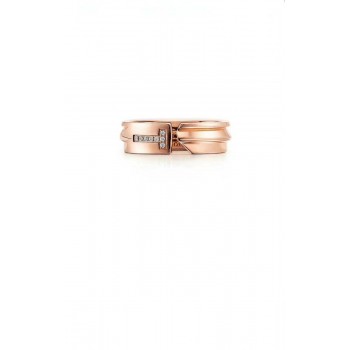 New Tiffany Keys Rose Gold Morden Keys Free Size Asymmetric Ringent T-shaped Diamonds Ring For Womens