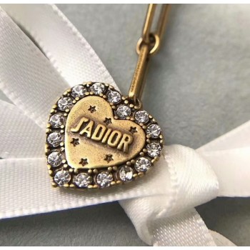 Fashion Trends Dior LAmour Avenir White Crystal-Heart Pendant Brass Bee Long Drop Earrings Canada Replica