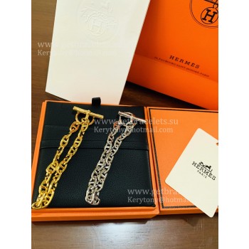 Economy Premium replica Hermes Chaine DAncre Necklace Medium White Gold/Pink Gold/Yellow Gold