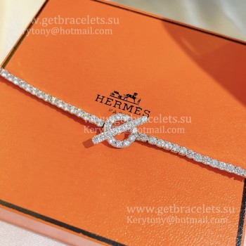 Low Price Hermes Finesse Link Necklace White Gold With Pave Diamonds