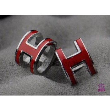 Lacquered Hermes Pop H Red Earrings in White Gold