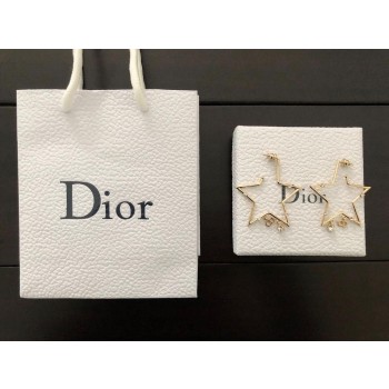 Latest Dior Classic CD Letter White Crystal-Yellow Gold Star Pendant Womens Earrings Sale Malaysia