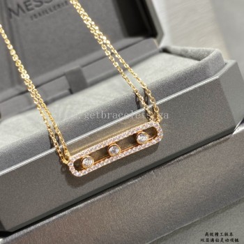 Messika Move Pave For Her Diamond Double Chain Necklace White Gold/Rose Gold