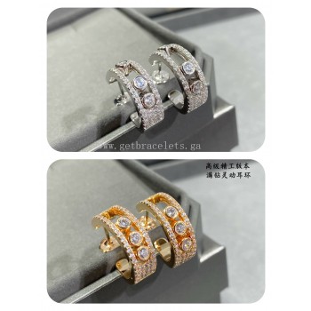 Messika Move Pave Hoop Diamond Earrings Rose Gold/White Gold