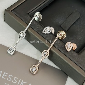 Messika My Twin Hook and Stud For Her Diamond Earrings White Gold/Rose Gold