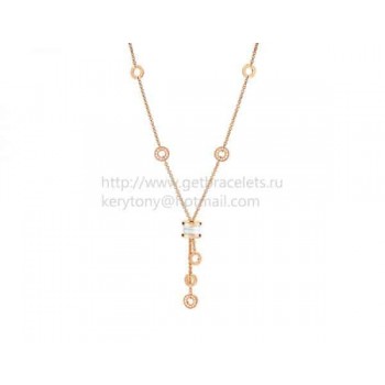 B.zero1 Rose Gold Necklace with White Ceramic and Pave Diamonds