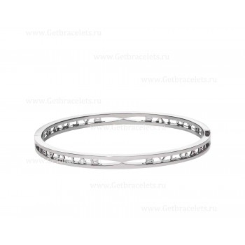 B.zero1 18kt White Gold Bangle Bracelet with Logo on the Spiral