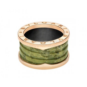 B.zero1 4-Band Rose Gold Ring with Green Marble