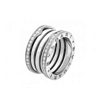 B.zero1 4-Band Ring White Gold with Pave Diamonds on the Edges