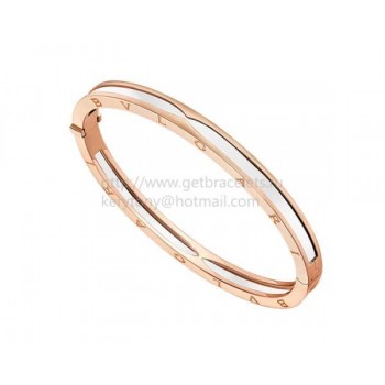 B.zero1 Bangle Bracelet in Rose Gold and White Cermet