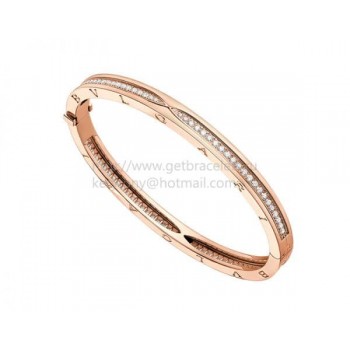 B.zero1 Bangle Bracelet in Rose Gold with Pave Diamonds