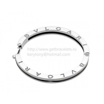 B.zero1 Bangle Bracelet in White Gold with Black Cermet