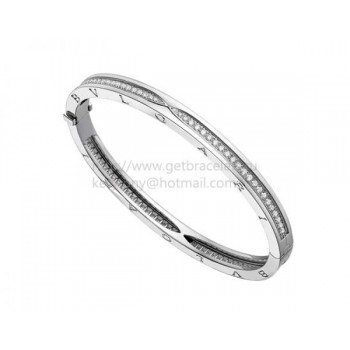 B.zero1 Bangle Bracelet in White Gold with Pave Diamonds