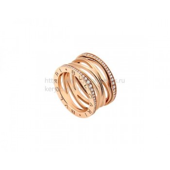B.zero1 Design Legend 4-Band Ring in Rose Gold Set with Pave Diamonds