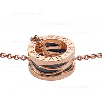 B.zero1 Design Legend Necklace with 18kt Rose Gold Chain and Pendant in Rose Gold Black Ceramic