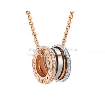 B.zero1 Labyrinth Necklace with Rose and White Gold Pendant Set with Pave Diamonds