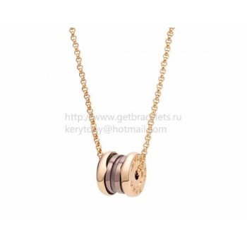 B.zero1 Necklace with Rose Gold Chain and Pendant in Rose Gold and Cermet