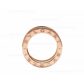 2020 New B.zero1 Rock 2-band Ring in 18kt Rose Gold with Studded Spiral and Black Ceramic Inserts on the Edges