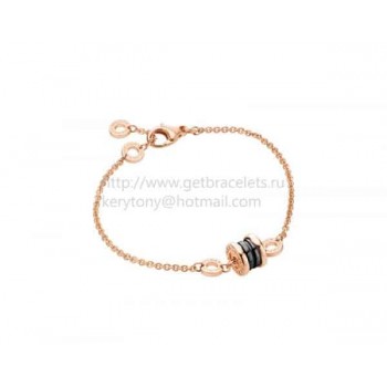 B.zero1 Soft Bracelet in Rose Gold with Rose Gold and Black Ceramic Pendant