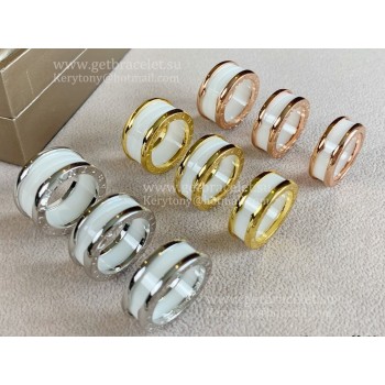 B.zero1 White Ceramic and Rose Gold Ring