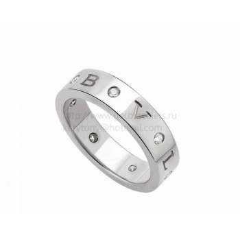 Band Ring in White Gold with 7 Diamonds