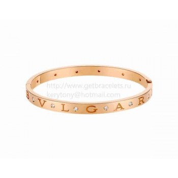 Bangle Bracelet in Rose Gold with 12 Diamonds
