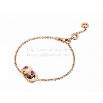 Bracelet in Pink Gold with Amethysts and Pink Tourmalines