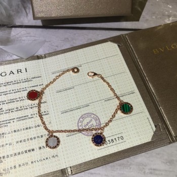 Bracelet in Pink Gold with Mother of Pearl Carnelian Malachite Lapis