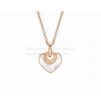 Cuore Pendant with Chain in Rose Gold with Mother of Pearl