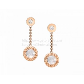 Cheap Earrings Rose Gold with Mother of Pearl and Diamonds