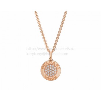 necklace Pink Gold with Onyx and Pave Diamonds