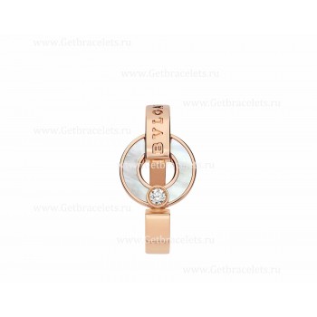 Openwork 18K Rose Gold Ring With Mother-of-pearl Elements and a Round Brilliant-cut Diamond