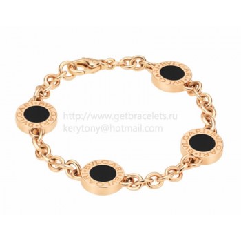 Pink Gold Bracelet with Mother of Pearl and Onyx