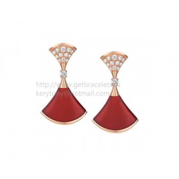DIVAS Dream Earrings Rose Gold with Carnelian and Diamonds
