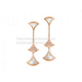DIVAS Dream Earrings Rose Gold with Mother of Pearl and Pave Diamonds