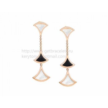 DIVAS Dream Earrings Rose Gold with Onyx and Mother of Pearl