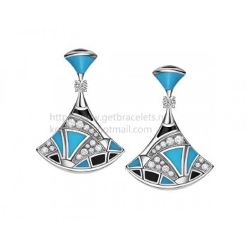 DIVAS Dream Earrings White Gold with Tourquoise Onyx and Pave Diamonds
