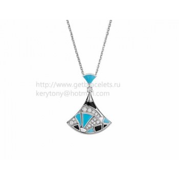 Divas Dream Necklace in White Gold with Tourquoise Onyx and Pave Diamonds